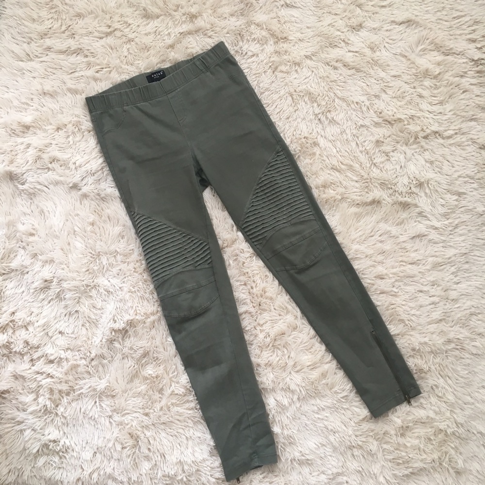 Beulah Olive Moto Leggings